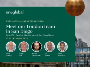 Oneglobal London team attending the WSIA Annual Marketplace 2026 in San Diego: Matt Harvey, David Hall, Kether Eaglestone, Ed Wilcox and Kabir Sanghera